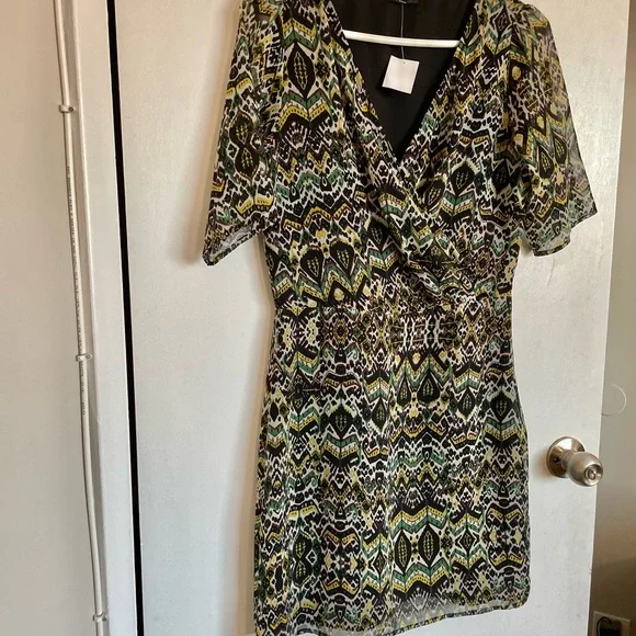 Ikks Women V-Neck Short Sleeve Dress - Size 36 - Picture 3 of 14